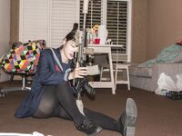 horny Chinese Girl April seducing nylon feet