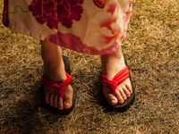 horny Chinese Girl April seducing nylon feet