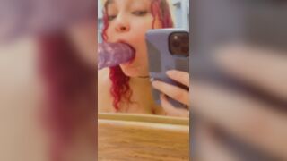 Desiree M sucks giant purple dildo on Snapchat