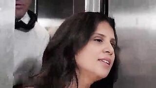 Wife stuck in elevator with husband's business partner