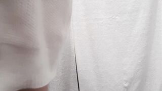 Spy cam under the sink captures babe finishing peeing