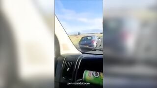 a blowjob caught on the middle of the highway