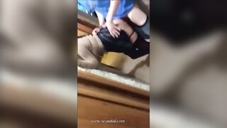 girlfriend fucked in the hallway while her parents watch tv