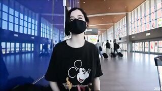 flashing  nice boobs at the airport1