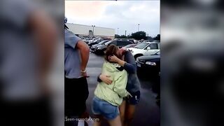 Drunk Lesbian Friends Have Fun On Parking