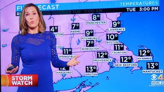 CBS 4 Boston Weather Girl Sarah Wroblewski See Through No Bra
