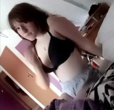 Cute teen playing with her big tits