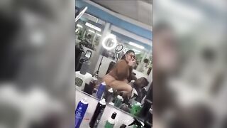 Fucking customer in barber shop