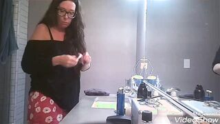 wife's aunt in guest bath