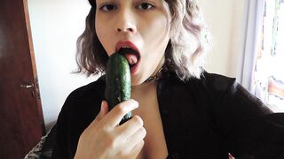 Mikdina sucking cucumber
