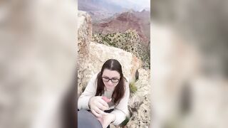 Filthy whore sucking cock in public