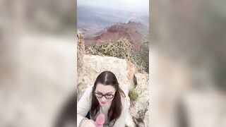 Filthy whore sucking cock in public