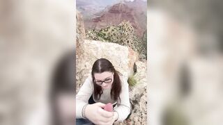 Filthy whore sucking cock in public