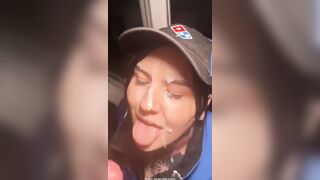 Dominos slut facialized