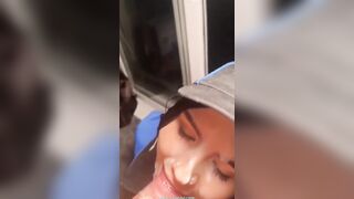 Dominos slut facialized