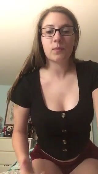 Horny teen strips in her dorm with roommate in next room