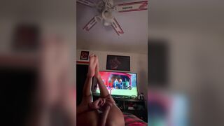 tiny slut rides HUGE dildo with ease