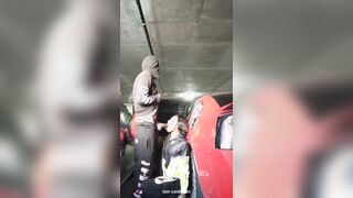 in the parking garage