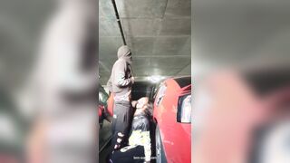 in the parking garage