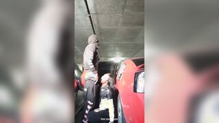 in the parking garage