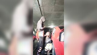 in the parking garage