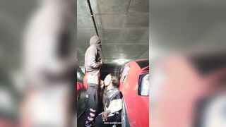 in the parking garage